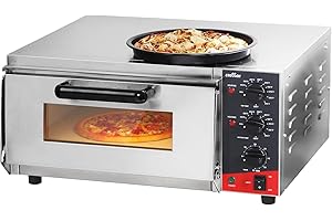 CROSSON Forno Elettrico per Pizza 16 Pollici,Forno Pizza Elettrico Professionale in Acciaio Inox 230V/2000W con Pietra e Maniglia,per Interni Ristorante Cottura Casa Cucina