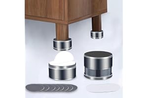 Niciksty 4 Piezas Elevadores de Cama Ajustable para Muebles, Altura Ajustable 23-42mm, Elevador de Cama, Elevador de Mesa, Elevador de Silla, Elevador de Sofá, Plateado