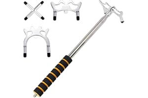 Yeqqzq Telescopic Snooker Cue Stick Bridge with 3 Brass Bridge Heads, 13.5~59 Inches, Pool Table Accessories