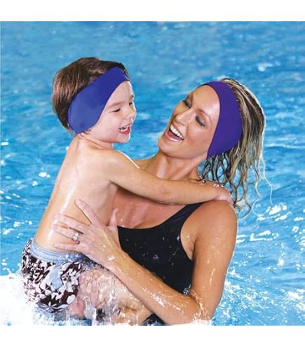 thumbnail image 2 of 3 Pieces Swimming Headband Waterproof Swim Ear Band Elastic Ear Protection Band For Swimmers Kids Adult Block Water Secure Earplugs Water Protection Bath Shower Pool Beach (Vivid Style 2 of 9