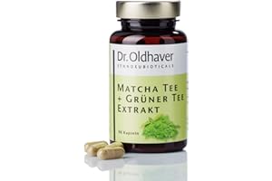 ‎DR. OLDHAVER ETHNOEUBIOTICALS Dr. Oldhaver. Matcha Tee + Grüntee Extrakt Kapseln, Hochwertige Grüner Tee Kapseln mit Vitamin B2 (Riboflavin), 90 Kapseln, gegen oxidatien Stress und für Energiestoffwechsel