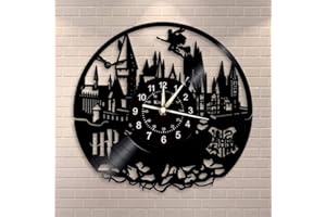 Smotly Vinilo Pared Reloj, Retro creadora de Harry Potter decoración de la Pared del diseño Gran Reloj, Regalo Hecho a Mano Reloj de Pared,B
