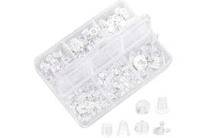 KIPTVO 600PCS Silicone Earring Backs, Plastic Earring Backs, Earring Backs Safety Backs, Rubber Earring Backs, Earring Back Replacement with Plastic Box for Heavy Earrings Studs Hooks