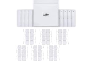 48 electrodos iStim | Parches 5x5 cm para TENS EMS reutilizables y autoadhesivos | Conector 2 mm (48 piezas-blanco) No Requiere Gel | Compatibles con Dispositivos Universales | Para Terapia de Dolor