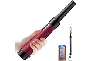 OKESAM Pinpointer Metalldetektor für Erwachsene, IP68 Komplett Wasserdicht Metalldetektor Klein,LCD Signalanzeige Handheld Pin Pointer Zauberstab Unterwasser Schatzsuche 360°Erkennung LED Licht Rot