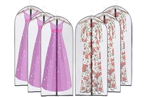 JSF Fundas de Ropa Largas 140cm, 6PCS Fundas Protectoras de Vestidos de Fiesta Transpirable, Bolsas de Viaje para Proteger Ropa, Almacenaje Cubiertas de Ropa Camisas Vestido de Novia Abrigos (Negro)