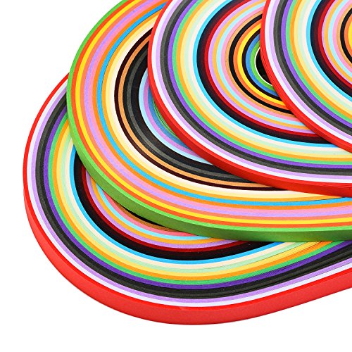 Outus 26 Farben 1040 Strips Papier Quilling Streifen Papierbreite Set, 3/ 5/ 7/ 10 mm, 4 Stück - 2
