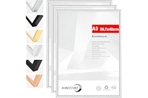HIMEETIME® 3x Cornice A3 30x42 cm | Cornice in metallo argento | Cornice per documenti 29,7x42 cm Grande Collage | Cornice in metallo Cornice in alluminio | Cornice A3