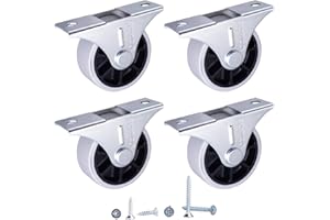 SKIR'CO (4 szt.) 40 mm gumowe kółka, kółka do mebli, kółka stałe, nieobrotowe, śruby w zestawie