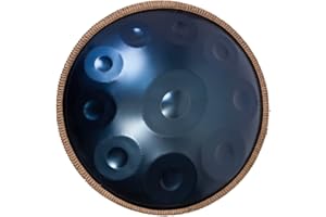 SAROSPAN Handpan Drum - 22-Inch 10-Note D Kurd 440Hz - Hand Tuning Handpan - Includes Soft Bag, Mallets, Stand, Note Stickers, Cleaning Cloth - Artist Performance Video