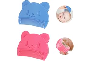 TERJBG 2 Stück Milchschorf Kamm Baby, Baby Haarbürste, Cartoon Bär Safe Baby Kamm, Baby Haarbürste mit Weichen Zähnchen, Kamm Gegen Milchschorf Baby Kind, Haarkamm für Baby Geeignet für Neugeborene