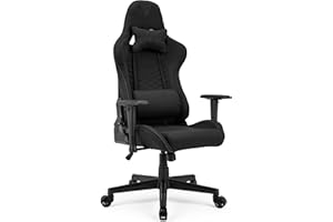 SENSE7 Gaming de Tela Spellcaster, Silla de Oficina, ergonómica, con reposabrazos, Estructura de Acero de una Pieza, ángulo de inclinación Ajustable, Color Negro