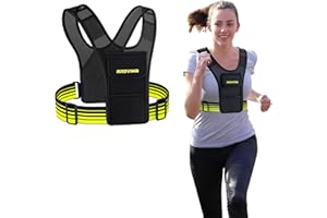 Arovina Kamizelka na telefon do biegania, odblaskowa kamizelka do biegania, uchwyt na telefon, tkanina siatkowa z 3 kieszeniami na kartę, klucz i żel; lekka torba na klatkę piersiową z torbą na