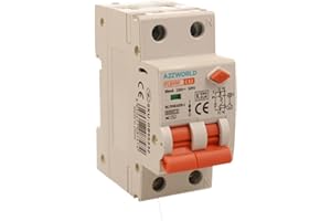 A2ZWORLD Interruttore Differenziale Magnetotermico 32A C32, RCBO Tipo AC Curva C, 1P+N 6kA 30mA, Doppio Leva con Diagnostica Visiva, 2 Moduli DIN, Serie PL8HM Elettromagnetica