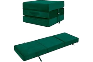 Loft 25 Cama individual plegable en Z | Colchón plegable de terciopelo cubo Z | Invitados de los niños, sala de estar, dormitorio, fiesta de pijamas | Cómodo sofá y duradero y ligero futón (bosque)