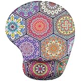 Handgelenkauflage Mouse pad ,Lizimandu rutschfeste Gummi-Unterseite gleichmäßige Maussteuerung ergonomisches Komfort Mauspad mit Handauflage(Sechseckiger Boho/Hexagonal Boho)