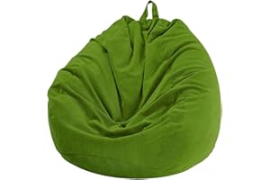 CHICKWING Chickwin Bean Bag Chair Cover, Corduroy Bean Bag Chair Without Filling, for Outdoor and Indoor Relaxation, Lounge Chair, Bedroom Cushion (Olive Green, 100 x 120 cm)