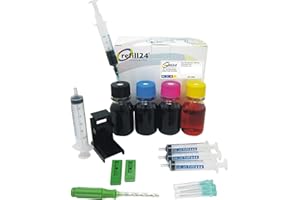 refill24 Nachfüllset, kompatibel mit Canon PG-575 CL-576, PG-575 CL-576 XL für Tintenpatronen, Schwarz und Farbe, inklusive Clip und Zubehör + Anleitung + 240 ml Tinte kompatibel mit Pixma TS TR