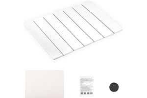 KTCINA Kieselgur Tablett 40 x 30 cm Rutschfest Faltbar Ultra Sicher Abtropfmatte für Küche Umweltfreundlich Abtropfmatte Geschirr Kieselgur zum Kaffeematten Küchenmatten Isoliermatten Badematten (Weiß, 1)