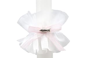 ZauberDeko Kerzenrock Rosa Weiß Kommunion Kerze Kerzenring Kommunionkerze