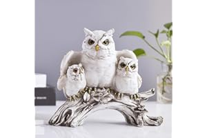 ODMYZG Owl Figurines,Cute Owls Statue,Small Decor Items,Sculpture Ornament for Home Office Tabletop.Gifts for Owl Lover. (White owl B)