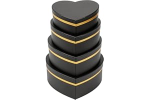 OAIRSE Boîte cadeau avec couvercles en papier en forme de cœur - Boîte cadeau noire pour chapeau de fleuriste - Boîte de rangement pour bijoux pour la Saint-Valentin, anniversaire, Thanksgiving, chocolat