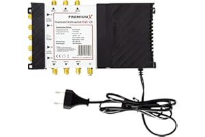 Premium X PXMS 5/6 Multischalter mit Netzteil Multiswitch 1 SAT für 6 Teilnehmer Satverteiler Digital HDTV FullHD 4K UHD 8K