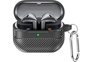 SEIAIYG Etui kompatybilne z Samsung Galaxy Buds 3 Pro/Buds 3, miękkie etui ochronne z włókna węglowego TPU, odporne na wstrząsy etui z karabińczykiem, czarne