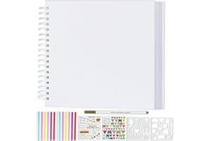 Miaikoe DIY Scrapbook Album 20.5x20.5 cm Hardcover Kraft Blank Paper Scrap Book with 20 Sheets Memory Book for Family Wedding Photography Anniversary (White)