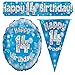 Produktbild Oaktree bpwfa-4125 "Happy 14. Geburtstag" Holografische Dekoration Party Set, blau