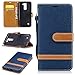 Produktbild LG K7 / LG K8 flip case hülle,Fanryn Schutzhülle / Cover / Handyhülle / Etui für LG K7 / LG K8 Farbe Spleiß Serie Cowboy Muster Schutzhülse Muster Design Folio Leder Tasche Case Hülle im Bookstyle mit Standfunktion Kredit Kartenfächer,Magnetverschluss Muster Handyhülle – Dunkelblau