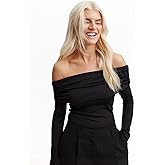 SIGHTBOMB SKIMS Ultra Soft Microfiber Off Shoulder OVERFOLD Ruched Long Sleeve Cuddle TEE SOFTLINE TOP for Women