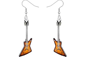 DUOWEI acrylique mignon musique basse guitare électrique boucles d'oreilles breloques Instrument goutte balancent bijoux cadeaux pour femmes adolescentes filles