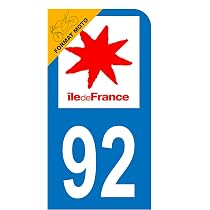 2 Stickers Plaque D'immatriculation – 92 Hauts-de-Seine – Île-de-France – Neufs