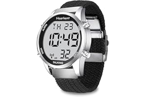 Hearkent Atomic Digital Talking Watch British English Speaking Pleasant Voice Big Numbers Radio-conrtolled Watch for Elderly Or Blind People