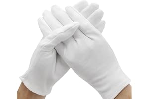 DACATOOW 4 Pairs Breathable Moisturizing Cotton Gloves, Elastic Soft White Gloves, Moisturizing Cotton Gloves for Jewelry Coin Inspection, Service and Cleaning