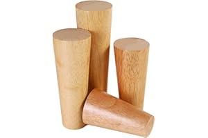 Qrity Gambe per Mobili Legno, Set di 4 Piedini in Legno di Quercia Affidabile per Divani, Comodini, Armadi, Piastra di Montaggio e Viti, 15CM