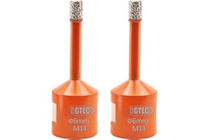 BGTEC Diamentowe wiertło do płytek 6 mm – wiertło suche wiertło diamentowe otwornica do płytek, porcelany, ceramiki, marmuru, granitu, 2