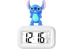 HOAQPPOY Stitch Sveglia Digitale da Comodino Bambini, Stitch Bambina, Sveglia Intelligente Bambina, Sveglia Digitale per Bambini, Regalo Bambina 6 7 8 9 10 anni