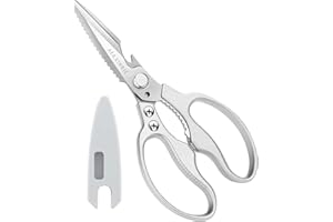 AFAXINRIE Kitchen Scissor, Aluminum Alloy Handle，Feels Good to Use, Cooking Scissors for Cutting Poultry Fish Chicken Meat Herbs Vegetables Herbs BBQ Bones Flowers(Silver)