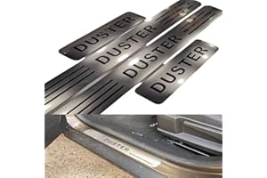 ENFILY 4 Pièces Acier Inoxydable Seuil Porte Voiture Plinthes pour Duster 2010-2023, Anti-Rayures AntidéRapant Bienvenue PéDale Style Accessoires