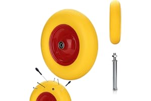 Randaco Schubkarrenrad PU Vollgummi Reifen mit Achse 4.80 4.00-8 Ø 390mm Gummirad, pannensicher, bis 200 kg, für Bollerwagen, Schubkarre