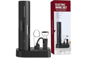 Cosyall Korkenzieher Elektrisch, Weinflaschenöffner Set, Automatischer Flaschenöffner, Geschenkidee Weinflaschenöffner, Korkenzieher Wein mit Kapselschneider, Ausgießer, USB-Kabel, Vakuumstopfen