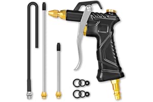 NANHONG Air Blow Gun - Air Compressor Accessories Nozzle Duster Air Tools Cleaner, with 1 Blow Nozzle & 3 Air Flow Extension & 6 Sealing Rings, Air Tools for Compressor Professional Duster Cleaning Tool