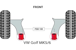PSB PROBLEM SOLVING BUSHINGS PSB Polyurethane Bush Golf MK5/ 6 (05-11) Front Wishbone Rear Bushing Kit - PSB160