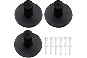 FINGER TEN Golf Tees Rubber for Driving Range Mats 3/6 Pack with 6 Pcs Castle Tees Value Set, Golf Tee Size 1.5’’ 2.0’’ Inch Color White Black Durable for Practice Mat Top Holder fit Indoor Outdoor