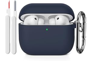 KOKOKA Silikon Hülle Schutzhülle Kompatibel mit AirPods Pro 3. Generation mit Reinigungsset, Stoßfeste Weiche Dünne Schutzhülle Case für Airpods Pro 3 2025 mit Cleaner Kit & Karabiner, Midnight Blue