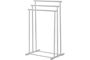 ‎WENKO WENKO Handtuch- und Kleiderständer Mod. Lioni eleganter Handtuchhalter mit 3 Stangen aus rostfreiem Edelstahl Maße 49,5 x 76 x 37 cm Farbe Silber matt