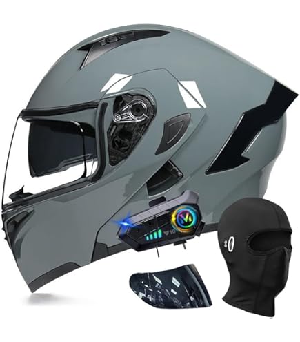 Casco Modulare Bluetooth Per Moto - Doppia Visiera, Radio FM, Certificazione ECE, Taglia 55-62cm - Foto 9