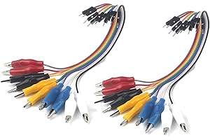 Aoowei 2 in 1 Dupont thread 10 Pin Jumper Wire Male to Alligator Clip for Electronic Experiment 20cm